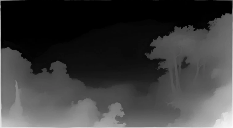 The depth the model inferred: pale is near, dark is far.